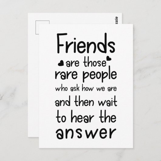 Freunde sind seltene Menschen Friendship Zitat Bla Postkarte (Vorne/Hinten)