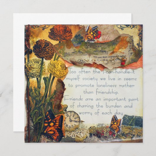 Freunde sind wichtige Mixed Media Art Collage (Vorne/Hinten)