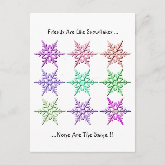 Freunde sind wie Schneeflocken. Postkarte (Vorderseite)