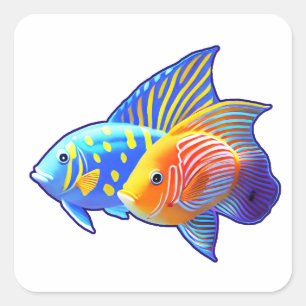 Freunde süßer Fische Quadratischer Aufkleber