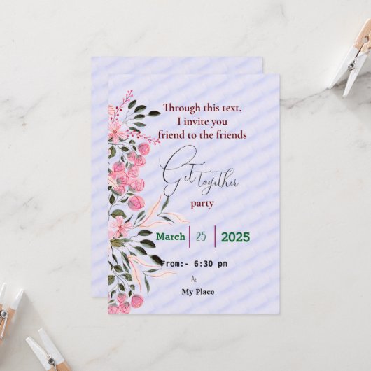 Freunde treffen sich zur Einladung (Vorderseite/Rückseite Beispiel)