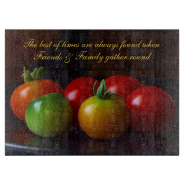 Freunde u. Familien-Zitat mit Tomate-Schneidebrett Schneidebrett