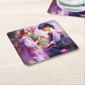 Freunde und Blume 2 Rechteckiger Pappuntersetzer (angewinkelt)