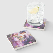 Freunde und Blume 2 Steinuntersetzer (Seitenansicht)