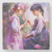 Freunde und Blume 2 Steinuntersetzer (Vorderseite)