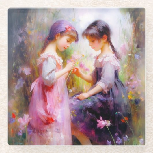 Freunde und Blume Glasuntersetzer (Vorderseite)