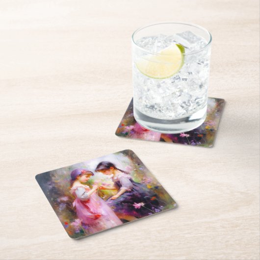 Freunde und Blume Rechteckiger Pappuntersetzer (Vor Ort)