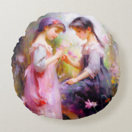 Freunde und Blume Rundes Kissen