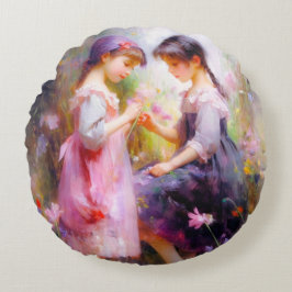 Freunde und Blume Rundes Kissen