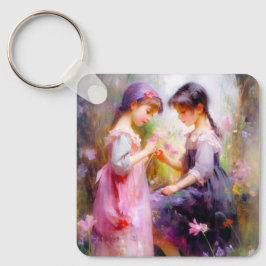 Freunde und Blume Schlüsselanhänger