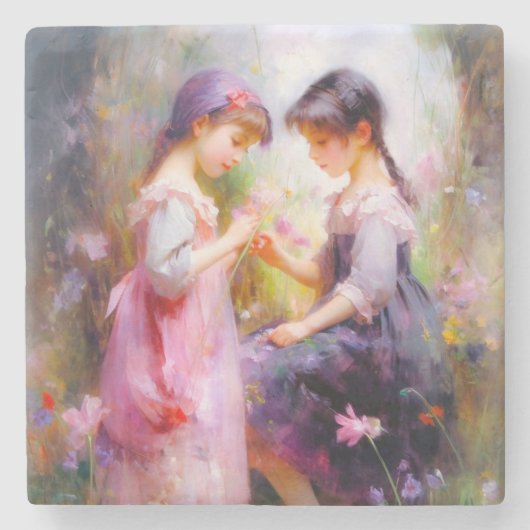 Freunde und Blume Steinuntersetzer (Vorderseite)