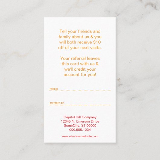 Freunde und Familie rainbowBurst Empfehlungskarte (Rückseite)