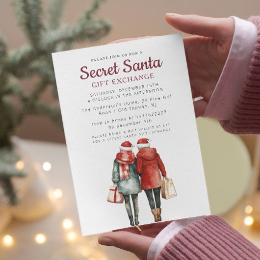 Freunde und Geschenktaschen Geheimnis Weihnachten  Einladung