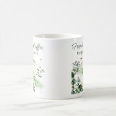 "Freunde und Kaffee" grüne Aquarellfarben-Blume Kaffeetasse (Mittel)