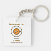 Freunde und Tee - eine süße Kombination - Teesloga Schlüsselanhänger (Rückseite)