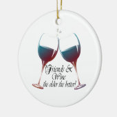 Freunde und Wein, je älter, je besser, Keramikornament (Links)