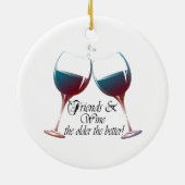 Freunde und Wein, je älter, je besser, Keramikornament (Hinten)