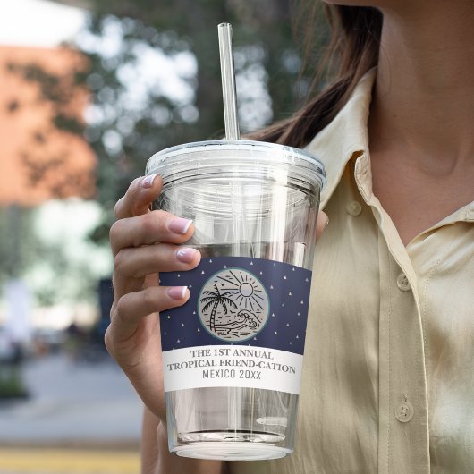 Freunde Urlaub Tropische Girls Tour Palmen Acryltrinkbecher