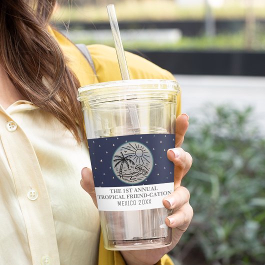 Freunde Urlaub Tropische Girls Tour Palmen Acryltrinkbecher