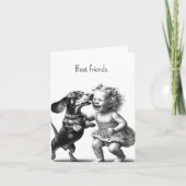 Freunde Vintager Dackel Karte (Vorderseite)