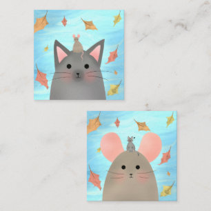 Freunde von Cat und Maus im Herbst Mitteilungskarte