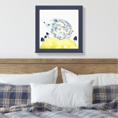 Freunde von Clementine | Folk Art Hedge Hog Leinwanddruck (Insitu (Schlafzimmer))