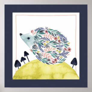 Freunde von Clementine   Folk Art Hedge Hog Poster