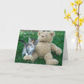 Freunde von Kitten und Teddy Bear Karte (Gelbe Blume)