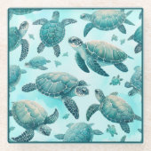 Freunde von Meeresschildkröten Glasuntersetzer (Vorderseite)