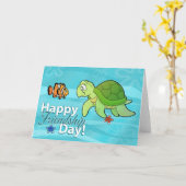 Freunde von Meeresschildkröten und Clownfischen - Karte (Gelbe Blume)