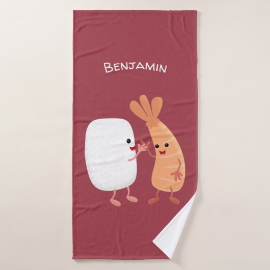 Freunde von niedlichem Sushi-Reis Cartoon Badhandtuch Set (Badehandtuch)