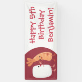 Freunde von niedlichem Sushi-Reis Cartoon Banner (Vertikal)