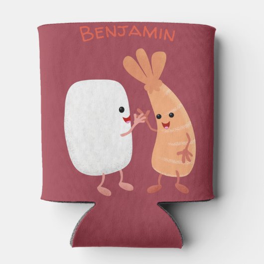 Freunde von niedlichem Sushi-Reis Cartoon Dosenkühler (Rückseite)