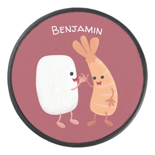 Freunde von niedlichem Sushi-Reis Cartoon Eishockey Puck (Vorderseite)