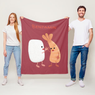 Freunde von niedlichem Sushi-Reis Cartoon Fleecedecke