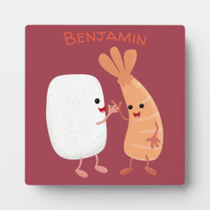 Freunde von niedlichem Sushi-Reis Cartoon Fotoplatte