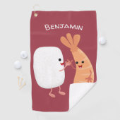 Freunde von niedlichem Sushi-Reis Cartoon Golfhandtuch (Insitu)