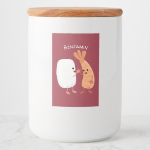 Freunde von niedlichem Sushi-Reis Cartoon Lebensmitteletikett