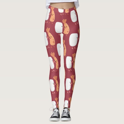 Freunde von niedlichem Sushi-Reis Cartoon Leggings (Vorderseite)