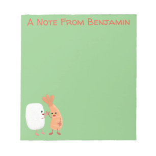 Freunde von niedlichem Sushi-Reis Cartoon Notizblock