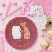 Freunde von niedlichem Sushi-Reis Cartoon Pappteller (Party)