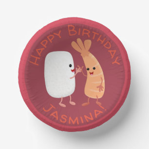 Freunde von niedlichem Sushi-Reis Cartoon Pappteller