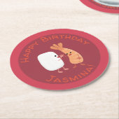 Freunde von niedlichem Sushi-Reis Cartoon Runder Pappuntersetzer (Angewinkelt)