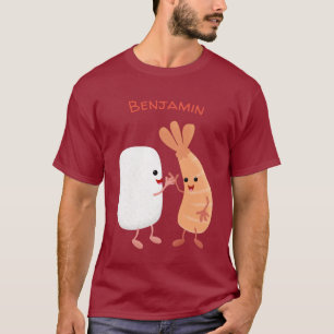 Freunde von niedlichem Sushi-Reis Cartoon T-Shirt