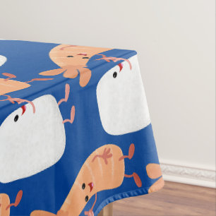 Freunde von niedlichem Sushi-Reis Cartoon Tischdecke