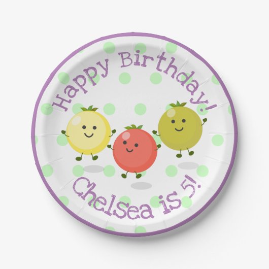 Freunde von niedlichen Kirschtomaten Cartoon Illus Pappteller (Vorderseite)