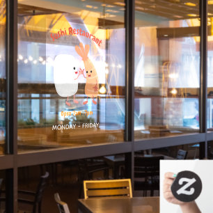 Freunde von niedlichen Sushi-Reisengarnelen Cartoo Fensteraufkleber