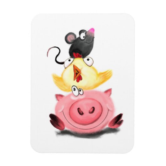 Freunde von Piggy Chick and Mouse Magnet Spaß (Vertikal)