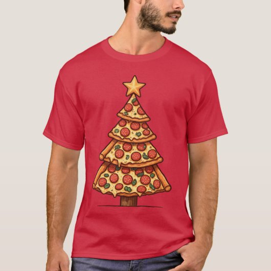 Freunde von Pizza Christmasree T-Shirt (Vorderseite)