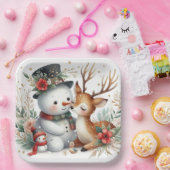 Freunde von Snowman und Rentier Pappteller (Party)